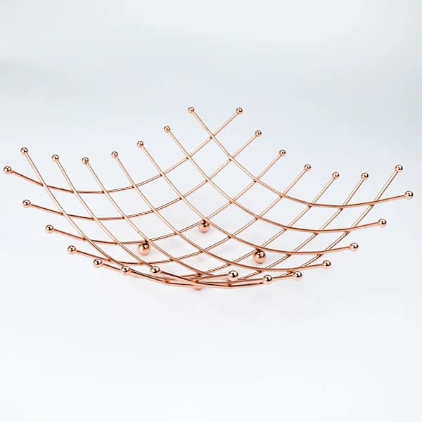 HA~Frugtskål i kobber, opbevaring, god gaveidé, robust, elegant og moderne design, størrelse: 26x11cm