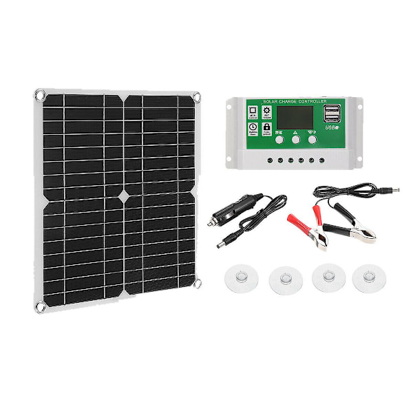 12w Solpanel Kit 60a 12v Batterilader Med Controller Caravan Båd