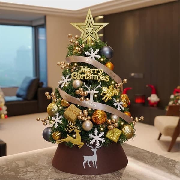 Christmas Tree with Built-in Lighting - Decoration for Office & Home - 45 cm