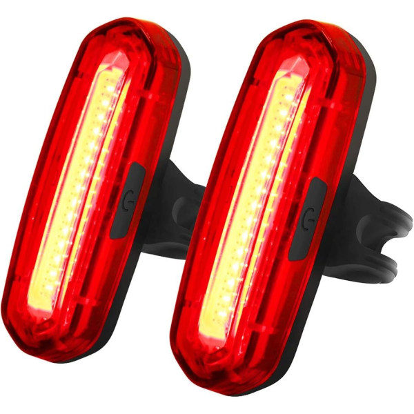 /HA/Sykkelbaklys 100 Lumen 2-pakning, kraftig rød LED-sykkellykt 4 moduser