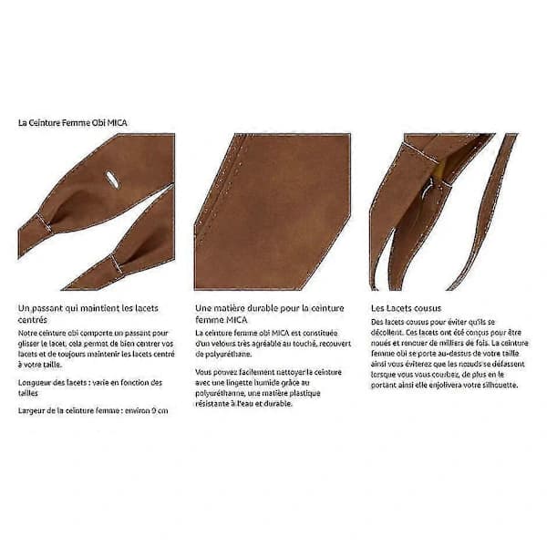 Obi-bælte til kvinder, bredt obi-bælte, polyurethanimitation læder Beige Beige