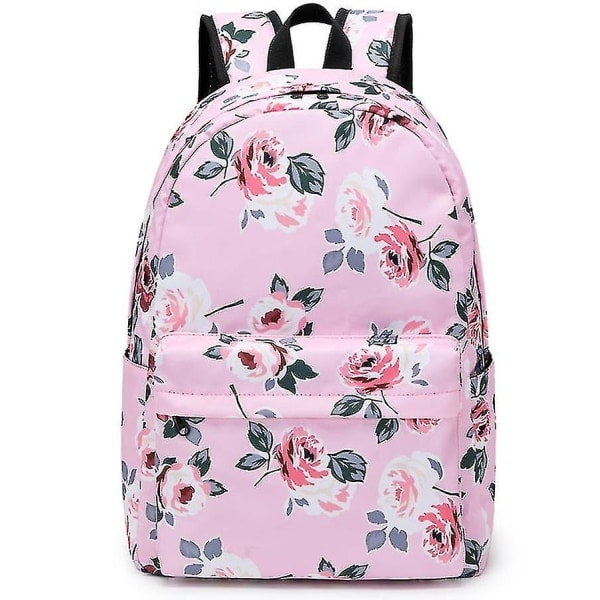 /HH/Skolväska i etnisk stil med tryckta blommor, vattentät - Rosa - Perfekt rosa