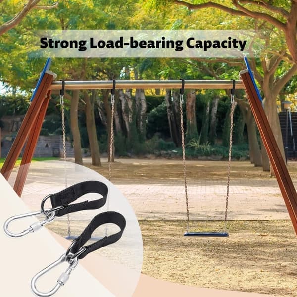 Havemøbler - Rivfast nylonrem til gynger - 30 cm med D-ring - 2 stykker (sort)