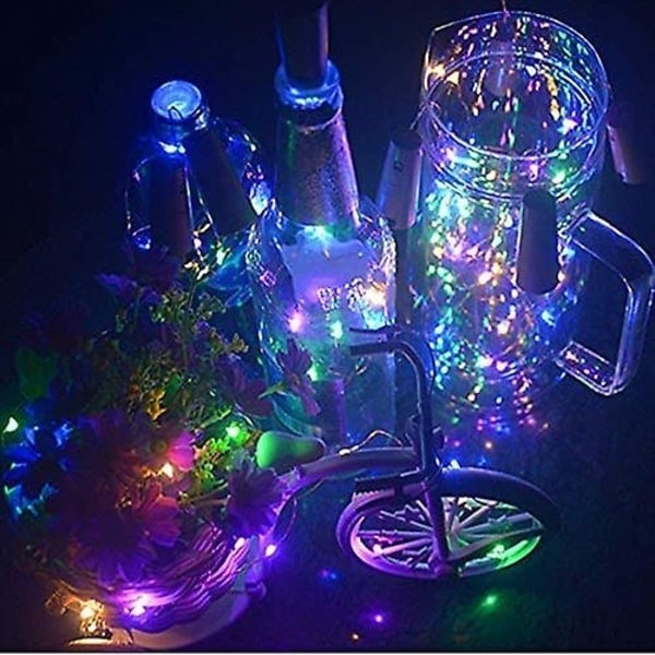 /HH/ Vinflaskelamper med kork, 8-pak batteridrevet LED-korkform Sølv Kobbertråd Farverige Fairy Mini String Lights - Perfekt