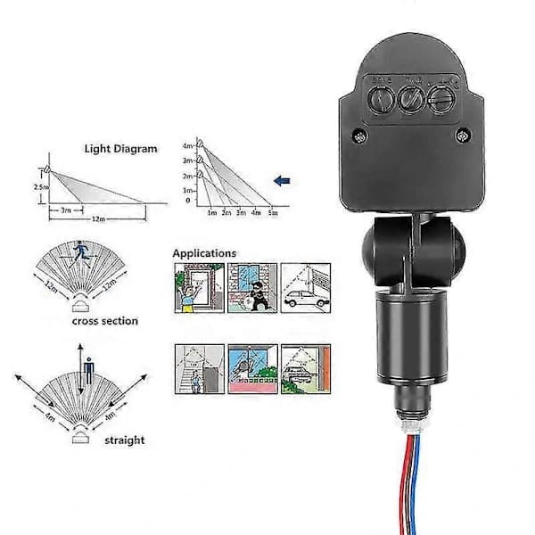HA-220V 12V Automatisk passiv infraröd PIR Rörelsedetektor LED Rörelsesensor Väggmontering Timer Utomhus 12 Volt Sensor Ljusströmbrytare