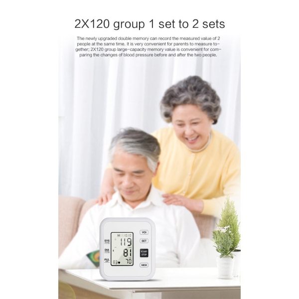 Blodtrycksmätare, automatisk digital arm blodtrycksmaskin för hemmabruk, pulsmätarein