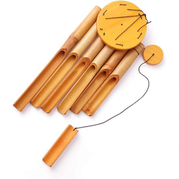Bambu Vindspel - Trä Vindspel - Stort Trä Vindspel - 81 cm - för Trädgård, Uteplats och Heminredning