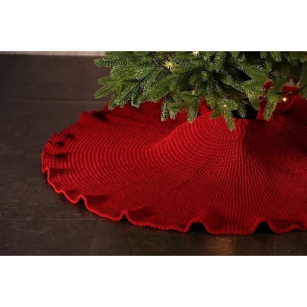 Julgransmatta, handgjord stickad julgransmatta för jul