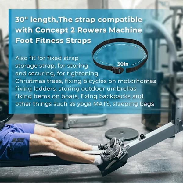 Fodstropper til romaskine til Concept 2 romaskinemodeller D og E - Erstatningsstropper til Sunny Health-maskiner - 2-pak []