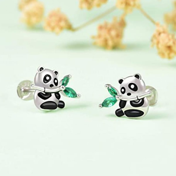 Panda-karhu korvakorut lävistetty tappi bambu söpö korut naisille teini-ikäisille tytöille sisko äitienpäivä joululahja