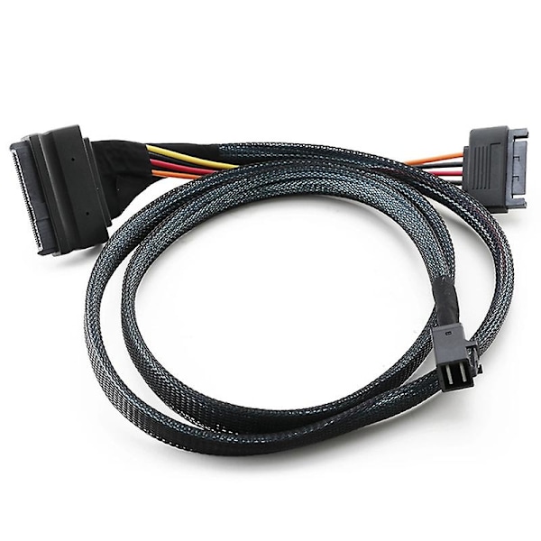 0.5m/1.5ft Mini Sff 8643 To U.2 Sff-8639 Cable With 15 Pin Female Sata Connector Ssd Power Cable Wi