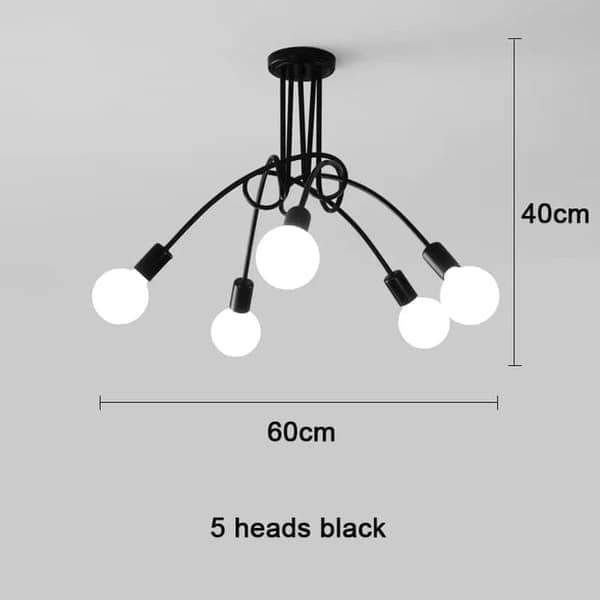 5-armet loftlampe, moderne loftlamper/lamper, E27-fatning