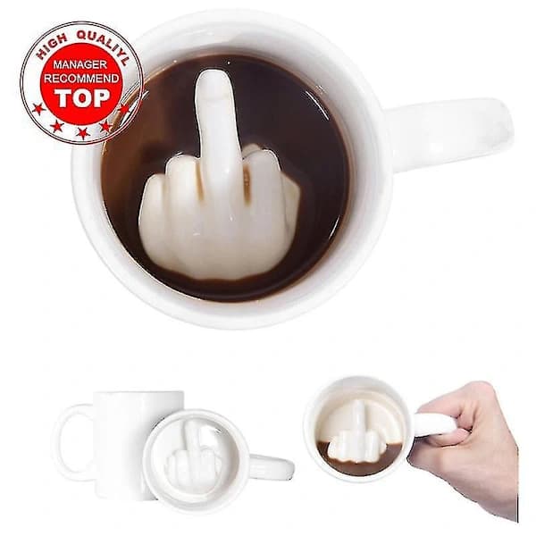 Kreativ design hvit fingermugg 300 ml kapasitet