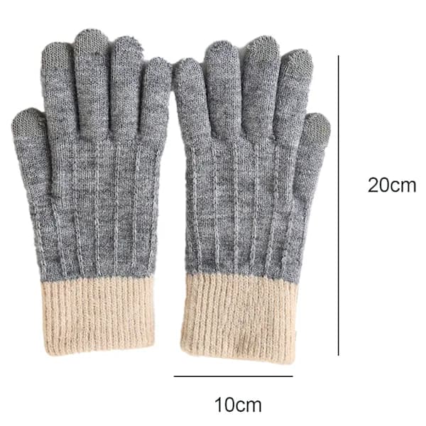 Vinter Touchscreen Stretch Termiske Magiske Handsker Varme Uldstrikkede Tykke Fleeceforede grå