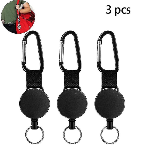 3 Pcs Retractable Keychain Retractable Badge Holder Reel Clip