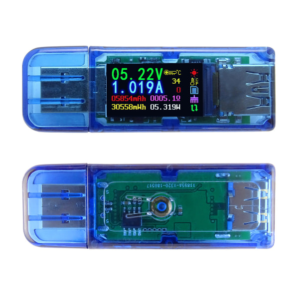 1 st USB Tester Multimeter, 3,7-30V 0-4A USB Spänningstestare