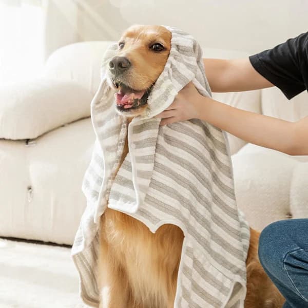Ultraabsorberende Hundebadehåndklæde Superabsorberende Hundebadekåbe til Badetid Klassisk Ren Grå L