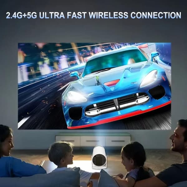 Mini 4K Projektor med WiFi & Bluetooth – Android 11, Automatisk Keystone-korrektion, 180° Rotation