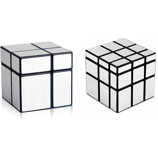 Shengshou Mirror Cube Speed Cube Sæt, Magic Cube Puzzle Cube Mirror Blocks Bundle Uregelmæssig Speedcube Ulige 3D Puzzle Cube Legetøj Sølv (2-p...