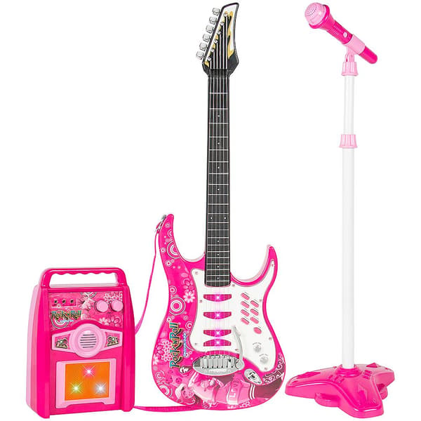 Elektrisk gitar med forsterker og mikrofon for barn