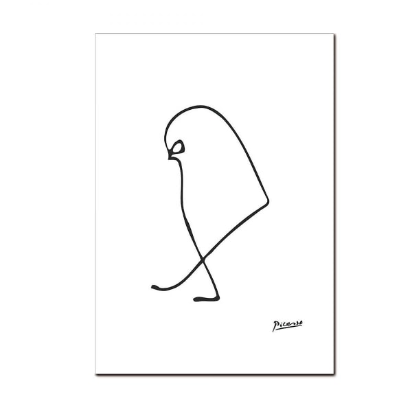 Wekity One-Stroke Maleri 2 Vægkunst Lærredstrykplakat, Enkelt Abstrakt Sort Streg Kunsttegning Dekoration til Hjem Stue Soveværelse Kontor og Barn