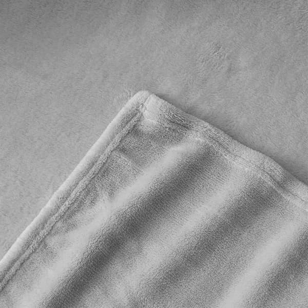 Myk teppe, fluffy teppe, grå - fleeceteppe, 150 x 200 cm, XL, varmt sofateppe, koseteppe, lysegrå, mykt som et stue teppe