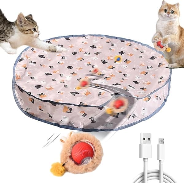 Kattleksak, Leksaker med rullande boll - Kattens kurragömma och jaktlek