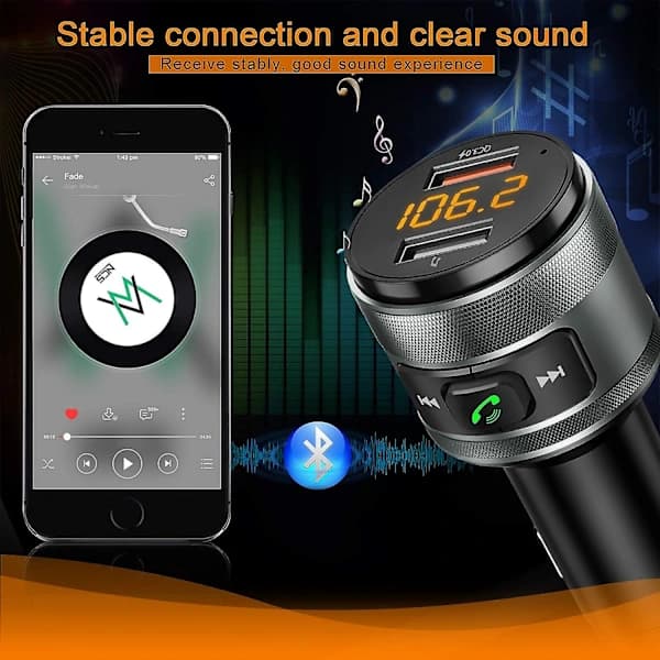 Bluetooth 5.0 FM-sender til bil, 3.0 Trådløs Bluetooth FM-radioadapter Musikafspiller FM