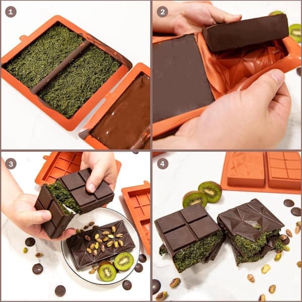 Silikoneforme til bagning - dyb chokoladeform med 2 hulrum - ekstra dyb chokoladeform til chokolade og slik