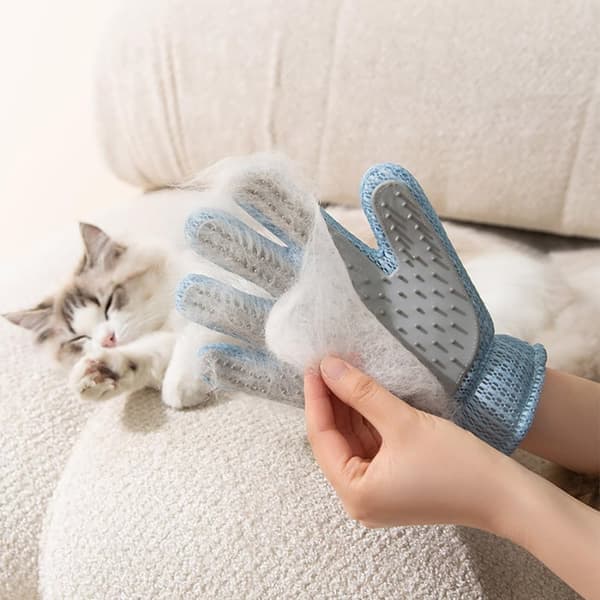 Børstehandske - Vaskehandsker til kat - Silikonehandske til pelspleje - Kattebørste - 2 i 1