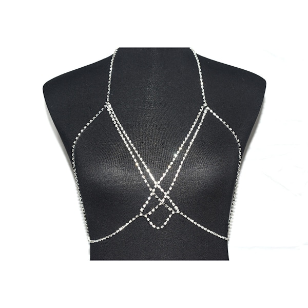 Bra Body Chains Crystal Chest Chain Cross Bra Chain Summer Body Jewelry for Women and Girls Body Chain Waist Chains Sexy Body