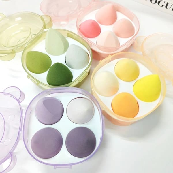 Skjønnhetsmakeup-egg luftputepudderpuff makeup-egg tørr og våt dobbel bruk absorberer ikke pudder supermykt 4-pakning