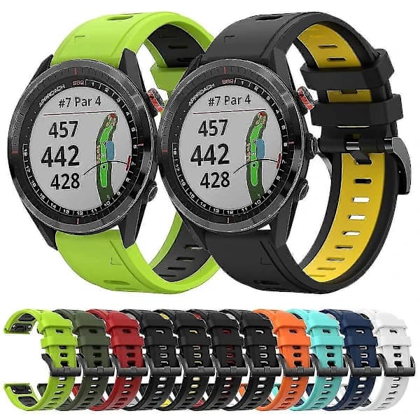 Silikonearmbånd til Garmin Approach S62 Til Garmin Approach S62 [] Armygrøn   Sort