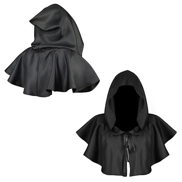 /HH/Halloween Grim Kappe Cosplay Kostumer Hætte Poncho til Mænd Kvinder - Perfekt sort
