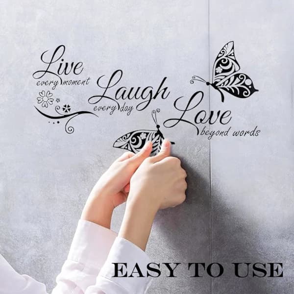 Live Love Laugh Väggdekaler, Motiverande Väggdekaler, Väggskylt Konstdekor, för Heminredning för Sovrum Vardagsrum