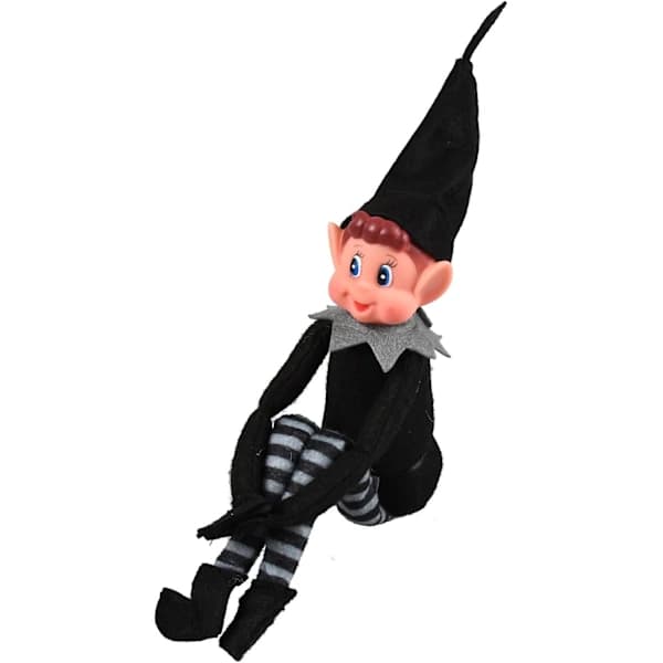 HA~Elves Behavin' Badly 30 cm langbenet sort voksen-nisse med blød krop