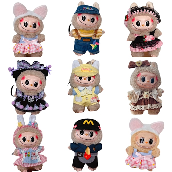 [HH] Labubu Macaron Paita Setti Pehmolelu Puku Labubu Vaatteet Ilman Lasta 17cm Labubu Pop Mart Time Hame Sarja Lelu Vaatteet 17 cm / 20 g #7