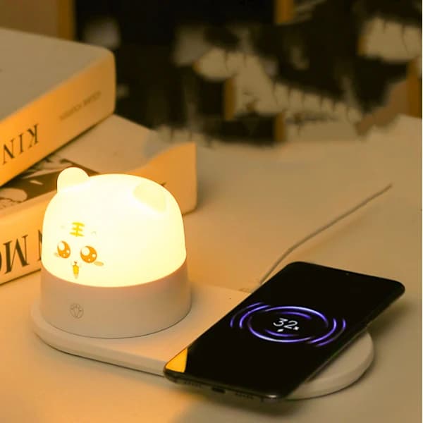 Blå dröm Sengelampe med trådløs oplader USB-opladning