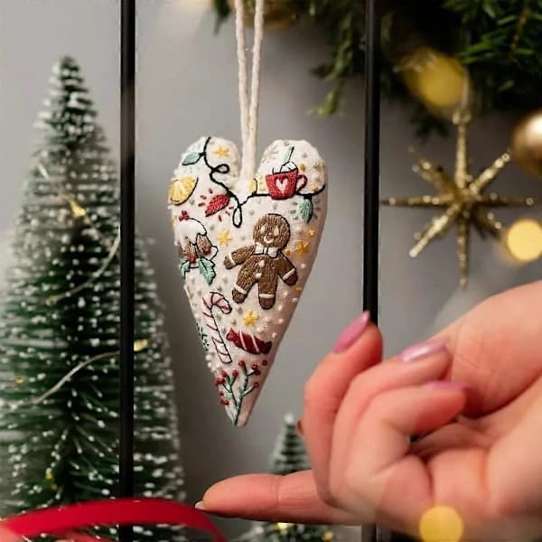 DIY Hjertebroderi Juledekorasjon, Julehjertebroderisett [] Elg