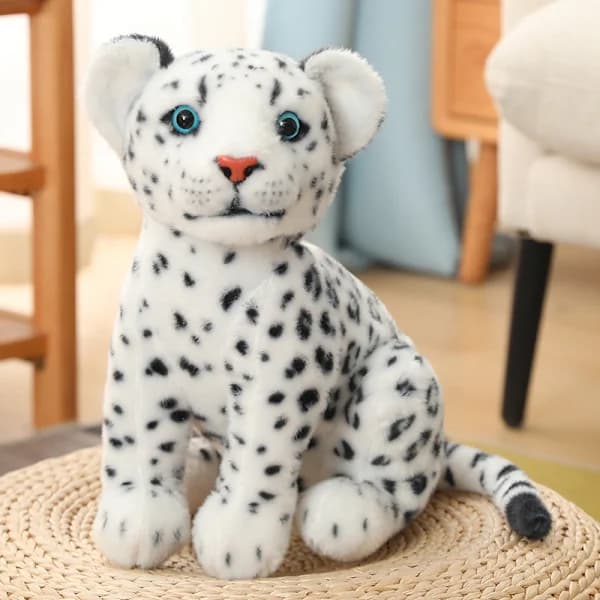 Simulert Dyredokke Snøleopard Kosedyr Leopard Plysjleketøy Barnepresent til Gutter Jenter (Snøleopard, Liten (27 cm høy))