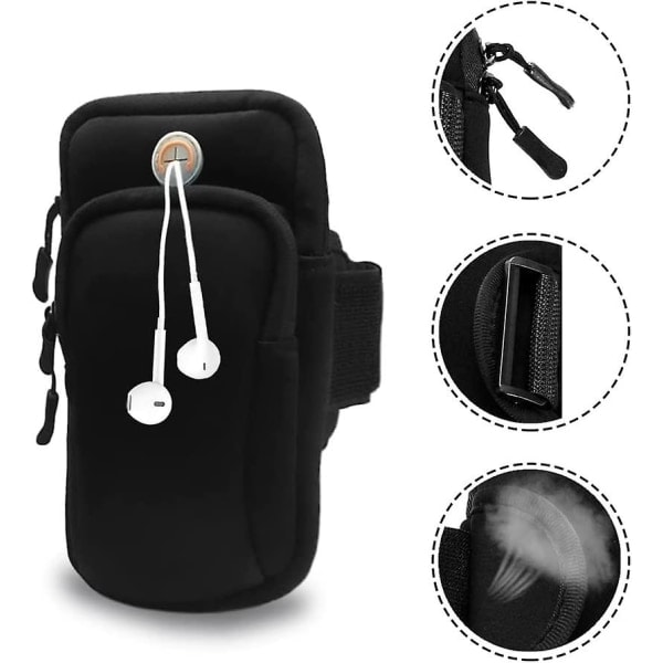 /HA/ Löpararmband Telefonhållare, Löpartelefonrem, Mobilarmbandsväska (svart)