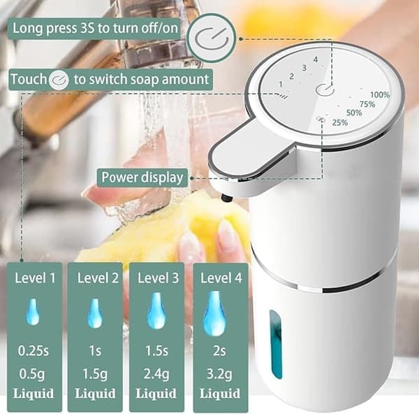Automatisk sensor dispenser til håndsæbe – 380 ml – vægmonteret elektrisk sæbedispenser til køkken, badeværelse og kontor