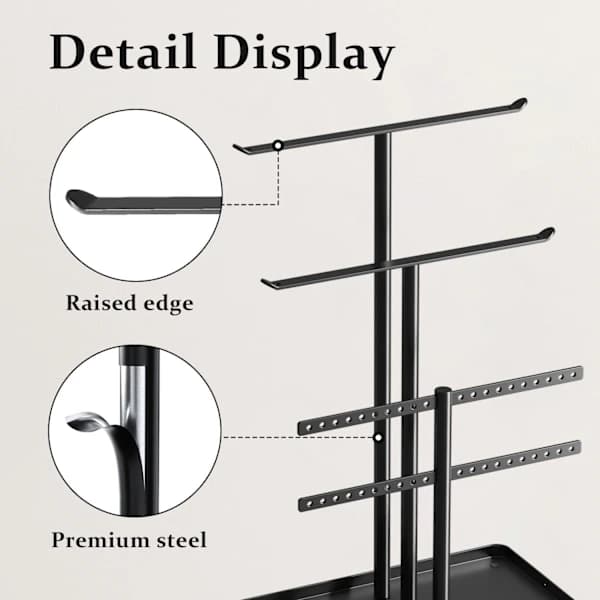 Smyckesställ, 32 cm högt, robust metall, 3-vånings smyckeshållare, vit vit vit