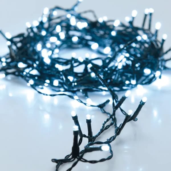 {HH}GENERIC - Batteridrevet Girlander Grønn Kabel 24 LED Kaldhvit Ip44 Multif. 2,30 m Vit