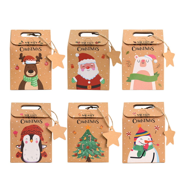 24 st julkraft presentförpackningar, julgodis Godiskakor Festpapperspåsar lådor för julfestfavoritdekorationer