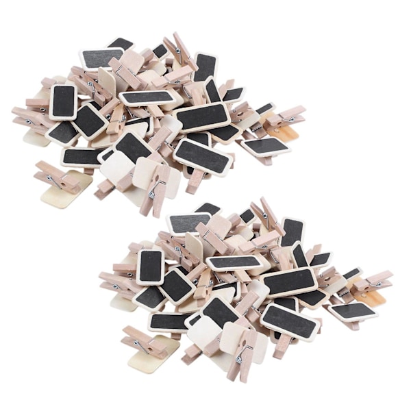 100x Mini Blackboard Wood Message Slate Rectangle Clip Clip Panel Card Memos Label Brand Price Plac