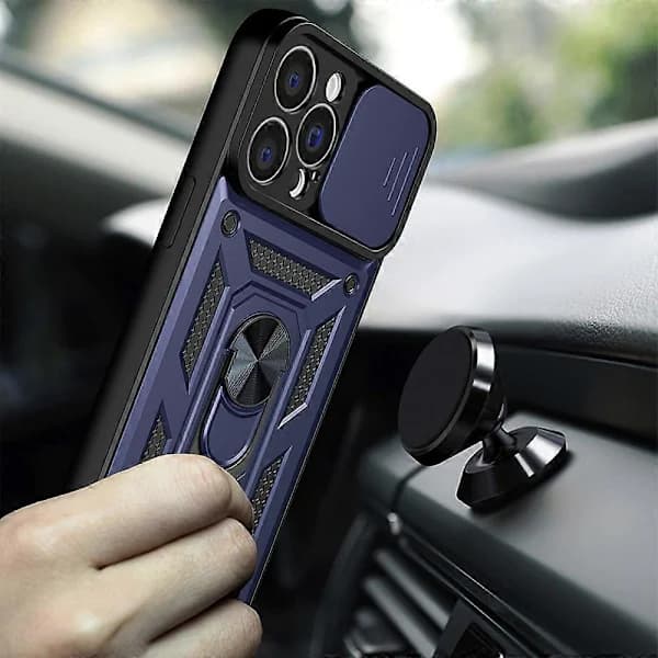Deksler til iPhone 14 Plus med skyvbart kamerabeskyttelse, TPU+PC