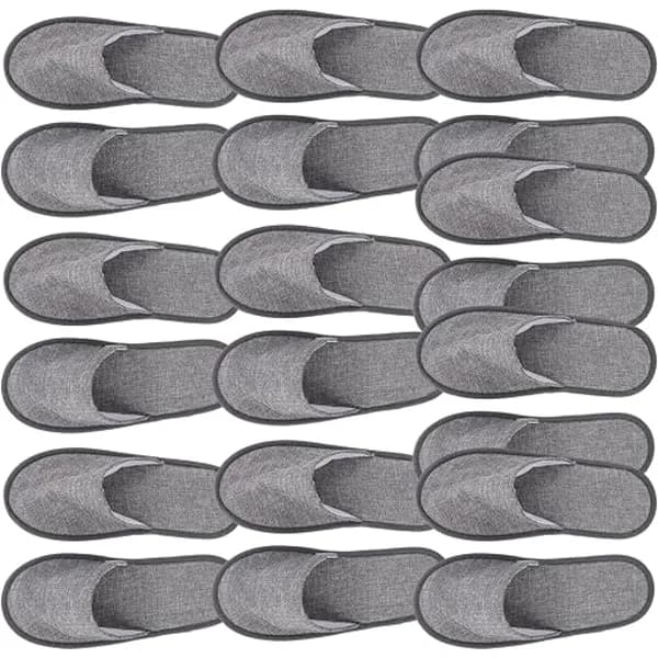 10-pack Engångstofflor Hotell Hem Bekväma Unisex Tofflor för Resor Bröllopsfest Grå