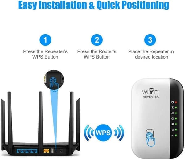 WiFi-Repeater - WiFi Extender - WiFi Signalforstærker - Hvid