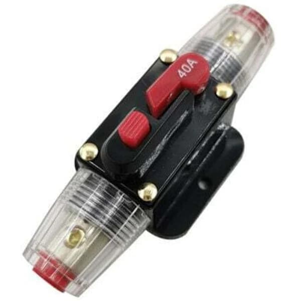 HA~40A Strømafbryder, 12V-24V DC Inline Sikringsholder, Manuel Nulstillingsafbryder Bilstereo Sikring, Inline Sikringsblok Lydsystembeskyttelse (40A)